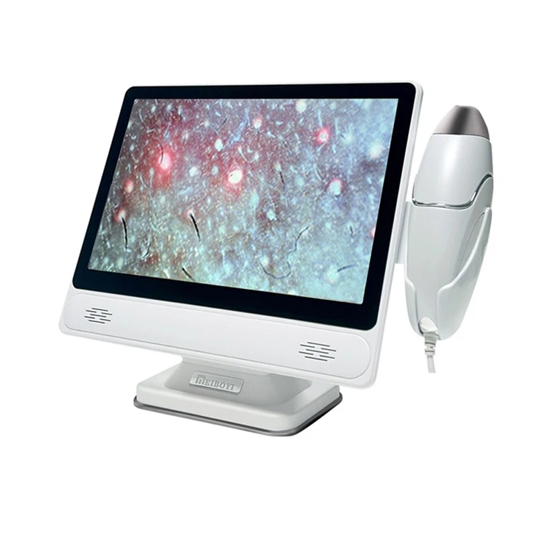 كاشف بصيلات الشعر الاحترافي ، جهاز تشخيص فروة الرأس ، محلل الجلد ، رطوبة الزيت ، جهاز اختبار ، العناية ، شاشة عالية الدقة ، 10 بوصة