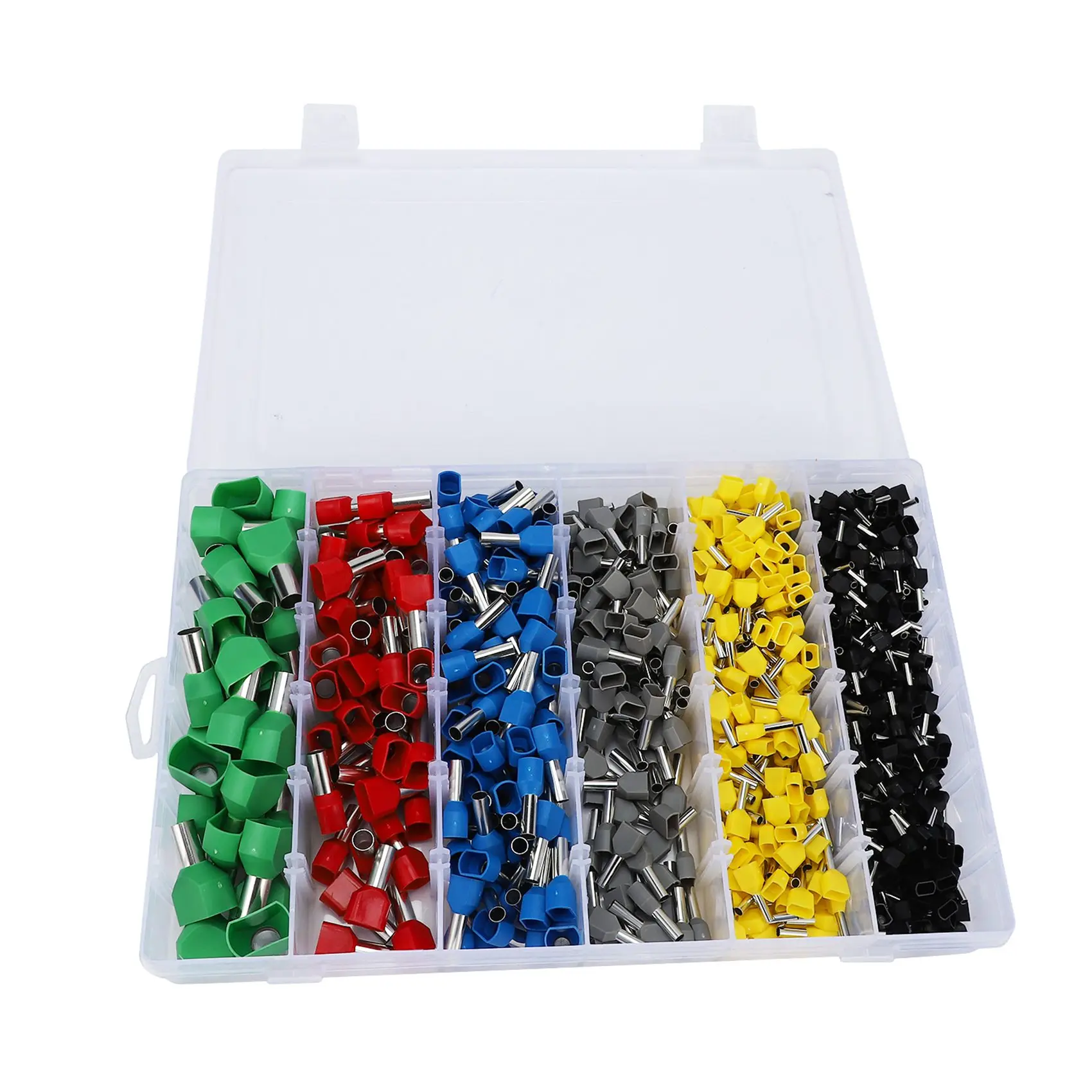 

AC23-1560Pcs Dual Bootlace Ferrule Teminator Kit Electrical Crimp Dual Entry Cord End Wire Terminal Connector