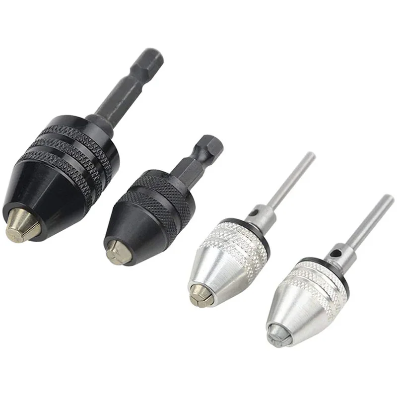 AB09 4PCS Drill Chuck Quick Change Adapter Mini 3-Jaw Drill Chuck Screwdriver Adapter Electric Drill Conversion Chuck Set