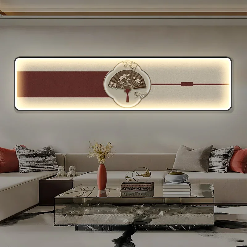 New Chinese-style Bedroom Bedside Wall Lamp, High-end LED Lighted Hanging Picture With Light, Luxurious Living Room Sofa Wall La