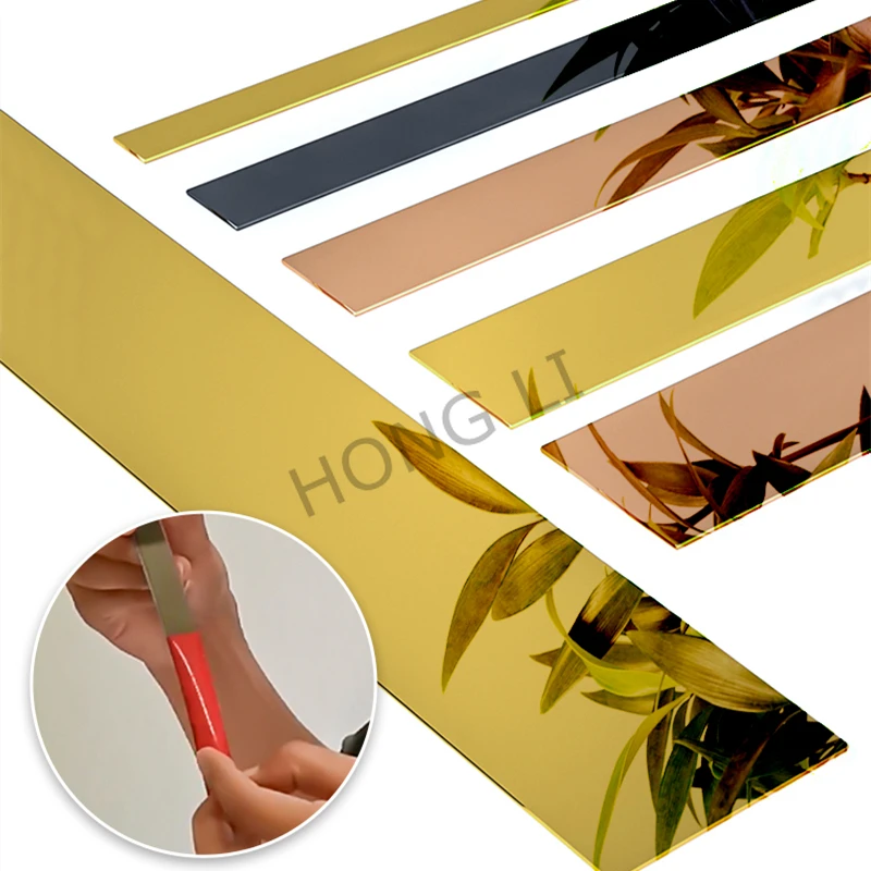 1 Roll gold tape Stainless Steel Flat Background Wall Ceiling Edge Strip Decal Living Room Decoration Lines furniture stickers