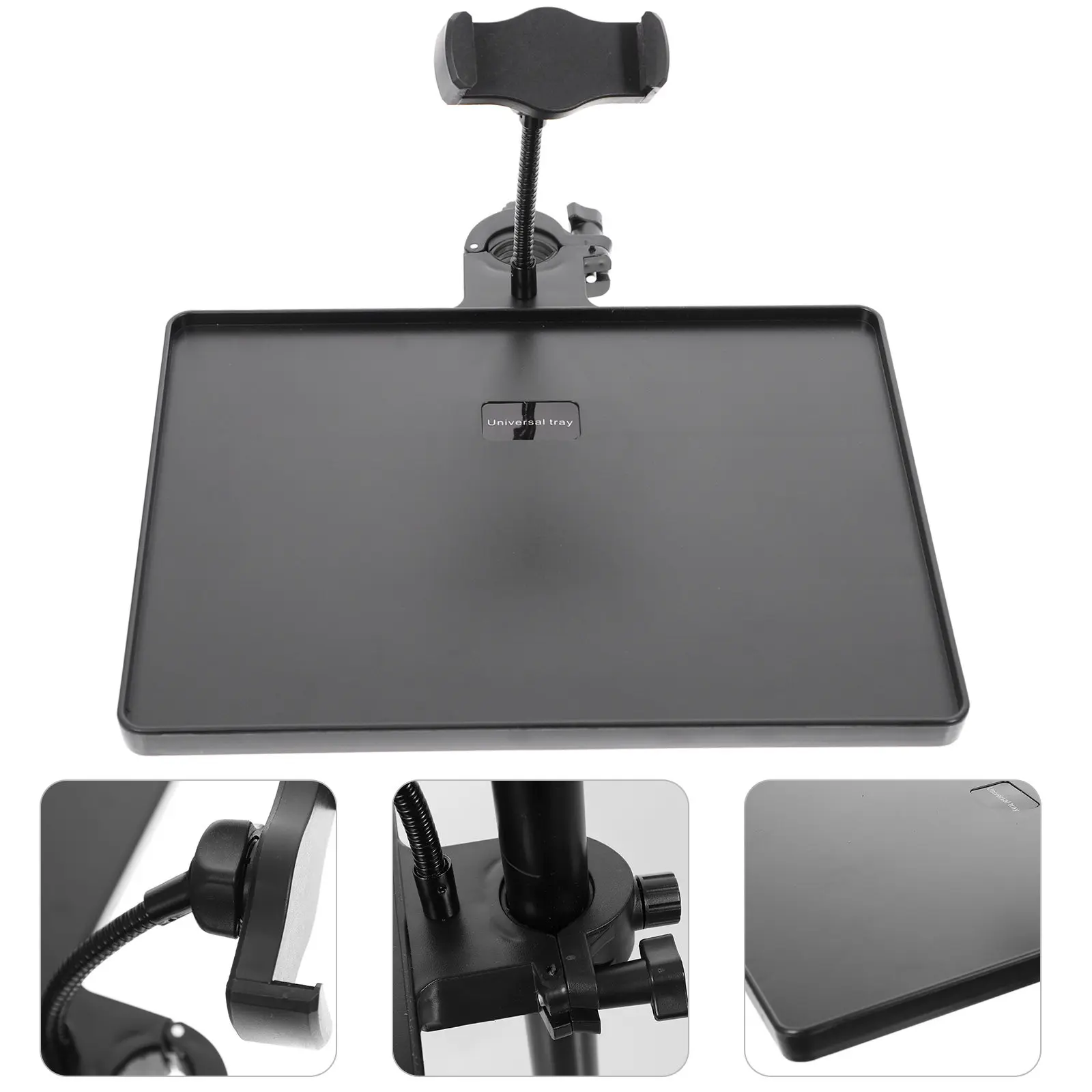 Mic Stand Tray Sound Card Holder Clamp on Microphone Stand Tray Adjustable Rust Proof Live Broadcast Shelf for Streaming