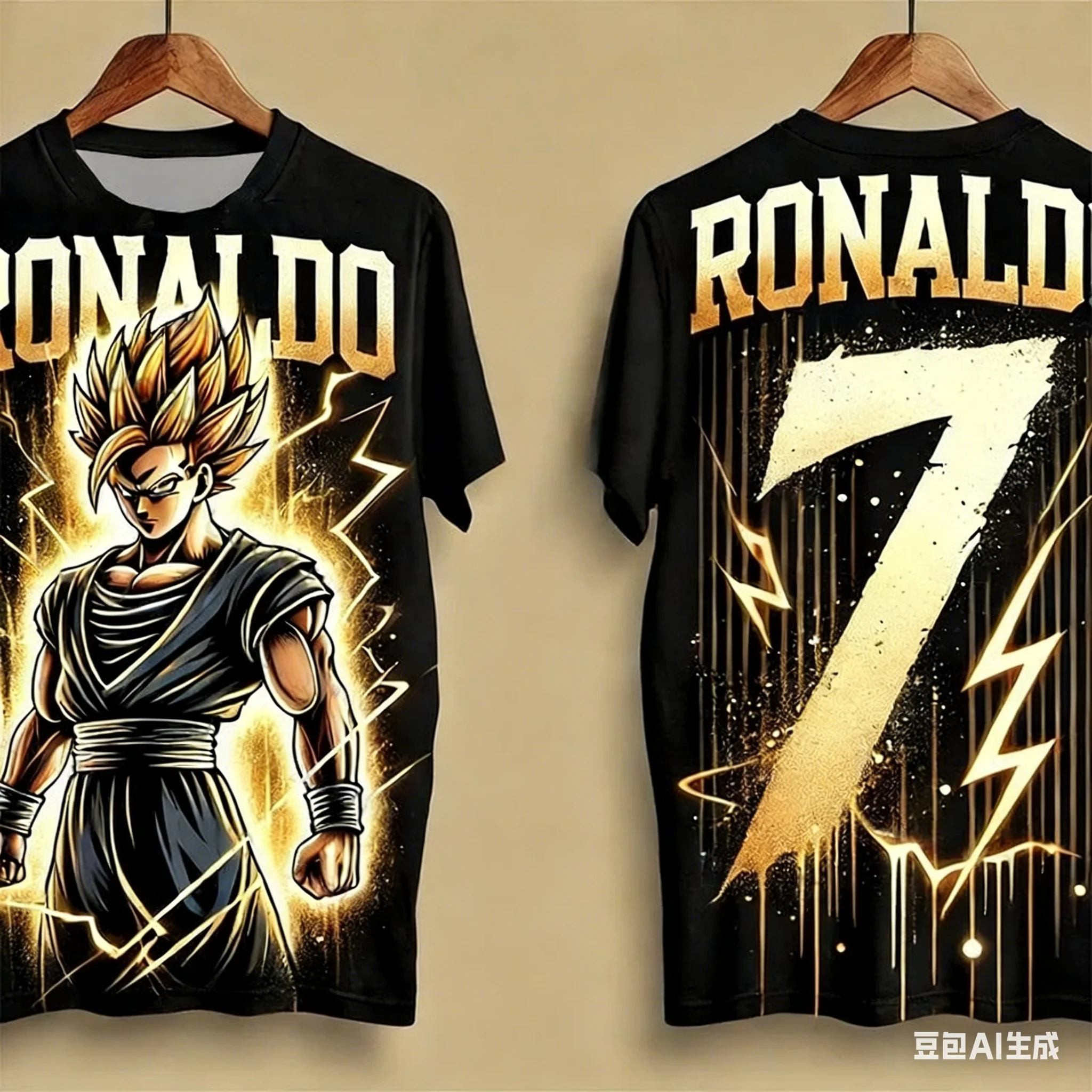 

FamilyMatching New Arrival Dragon Ball Special Edition Ronaldo No.7 Football Jersey, Oversized Sports Short Sleeve Soccer Jersey