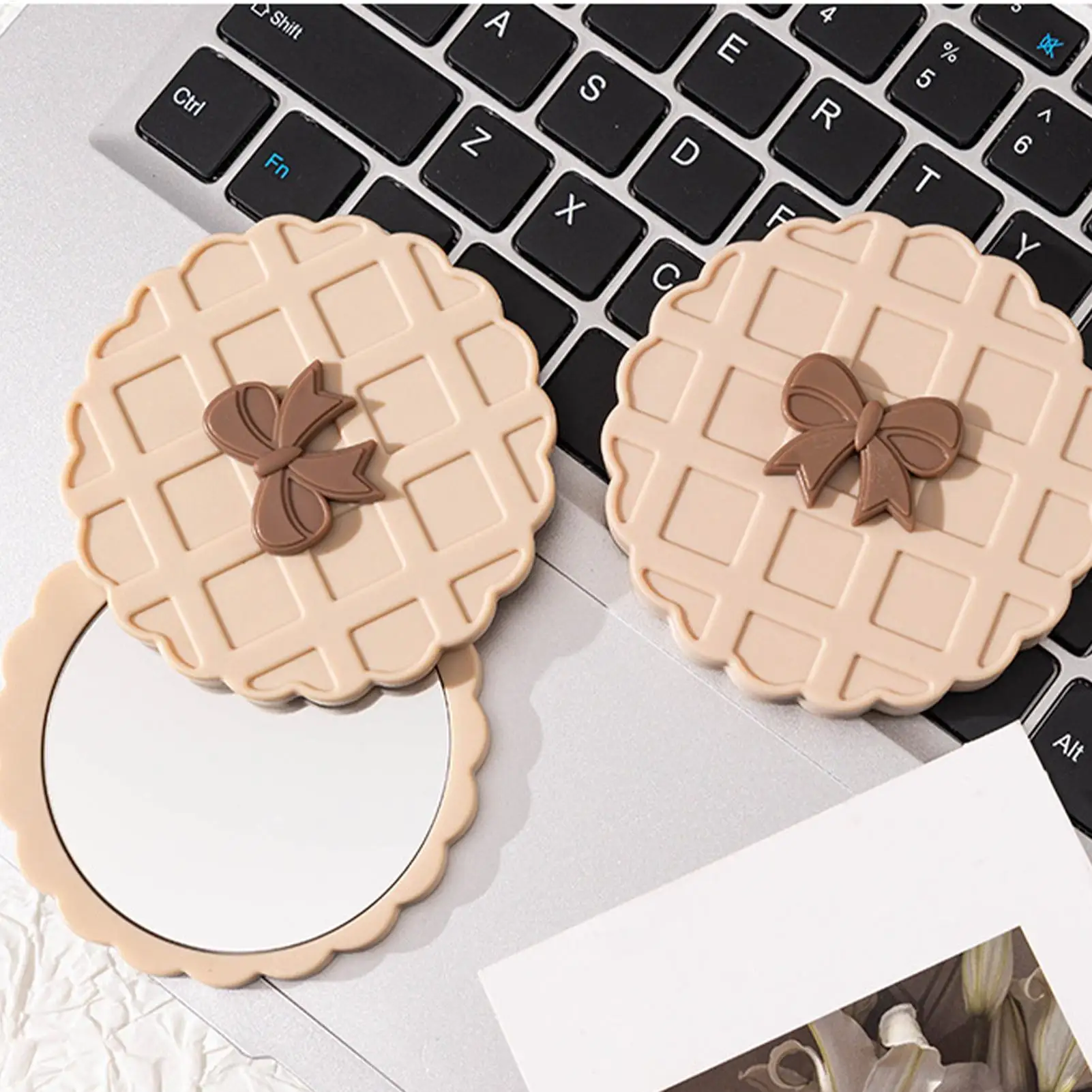 مرآة جيب صغيرة محمولة للسفر للنساء، مرآة صغيرة زجاجية عالية الجودة بلون سادة، أداة مكياج مستديرة #5