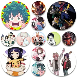 Round HD Print Anime Badge Midoriya Izuku Bakugou Katsuki Todoroki Shoto Ochaco Uraraka Brooches Cartoon Gifts Pins Accessorie