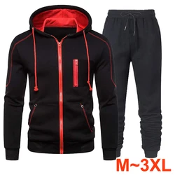 Sudadera con capucha y pantalones deportivos para hombre, conjunto de ropa deportiva para correr, color negro, rojo, gris y azul, novedad