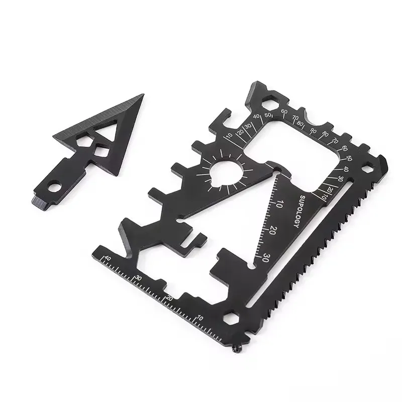 أداة إنقاذ بطاقة الائتمان 18 في 1 رفيعة للغاية ومتعددة الوظائف EDC معدات خارجية للتخييم أساسية مع سكين/فتاحة زجاجات