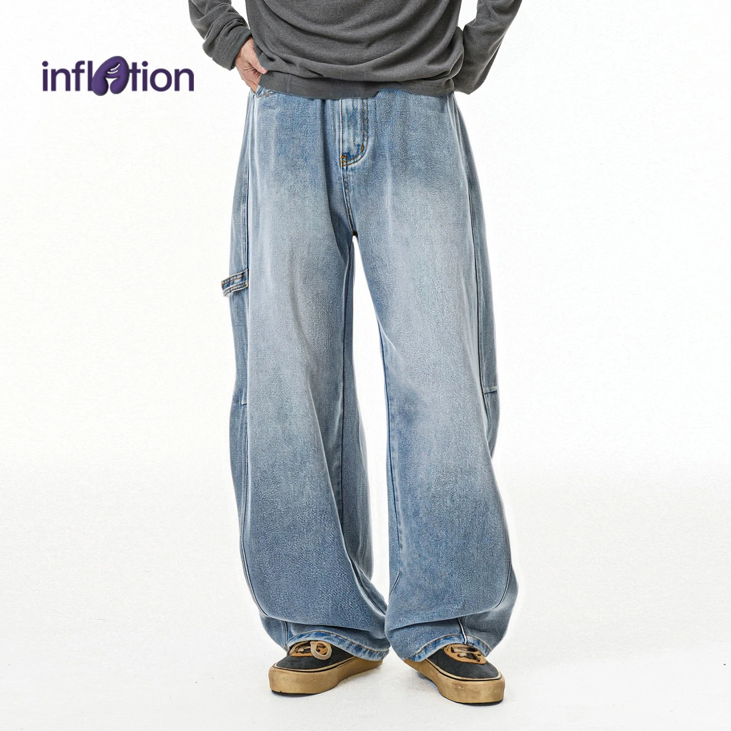 

Инфляция, мужские джинсы-карго, осень 2021, широкие винтажные потертые джинсы, свободная рабочая одежда, повседневные уличные брюки
