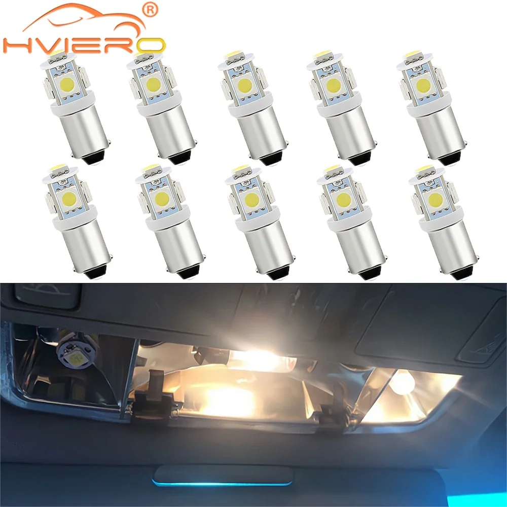 10Pcs BA9S Dome Door Map Reading Light 5SMD 5050 Car LED DC 12V White Red Marker Bulb Wedge Tail License Plate Turn Signal Lamp