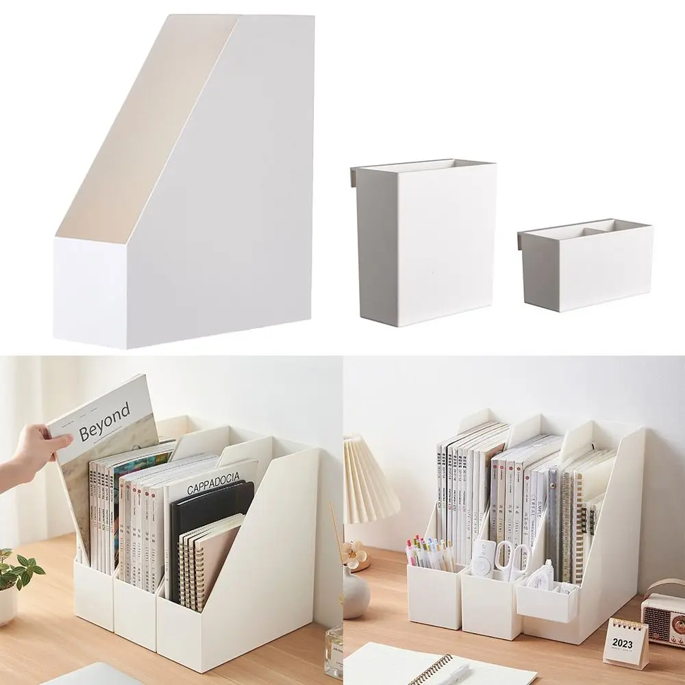 Durable Plastic Bookends Large Capacity Thickened Book Stand Portable Desktop Organizer Office Use