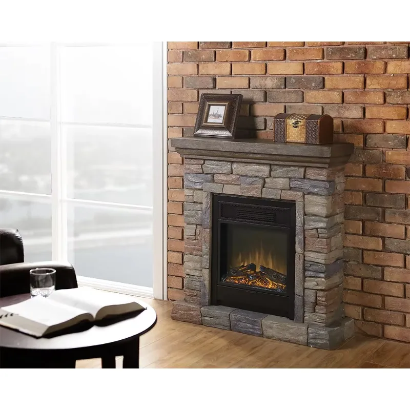 

【Горячая】электрический камин в европейском стиле кантри, новый дизайн, резная полистоун, реалистичный эффект пламени, дистанционное управление для наружного использования