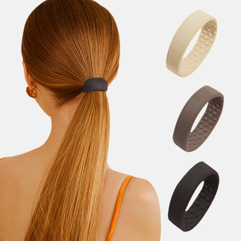 Woman Ponytail Holder Hair Tie Foldable Hair scrunchies Silicone Stationarity Elastic Band Simple hair accessories