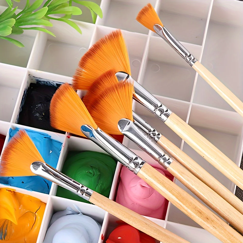 5/10-teiliges fächerförmiges Gouache-Pinsel-Set, hochwertiges Anti-Shedding-Nylonhaar – perfekt für Künstler und Studenten – Weihnachtsgeschenk