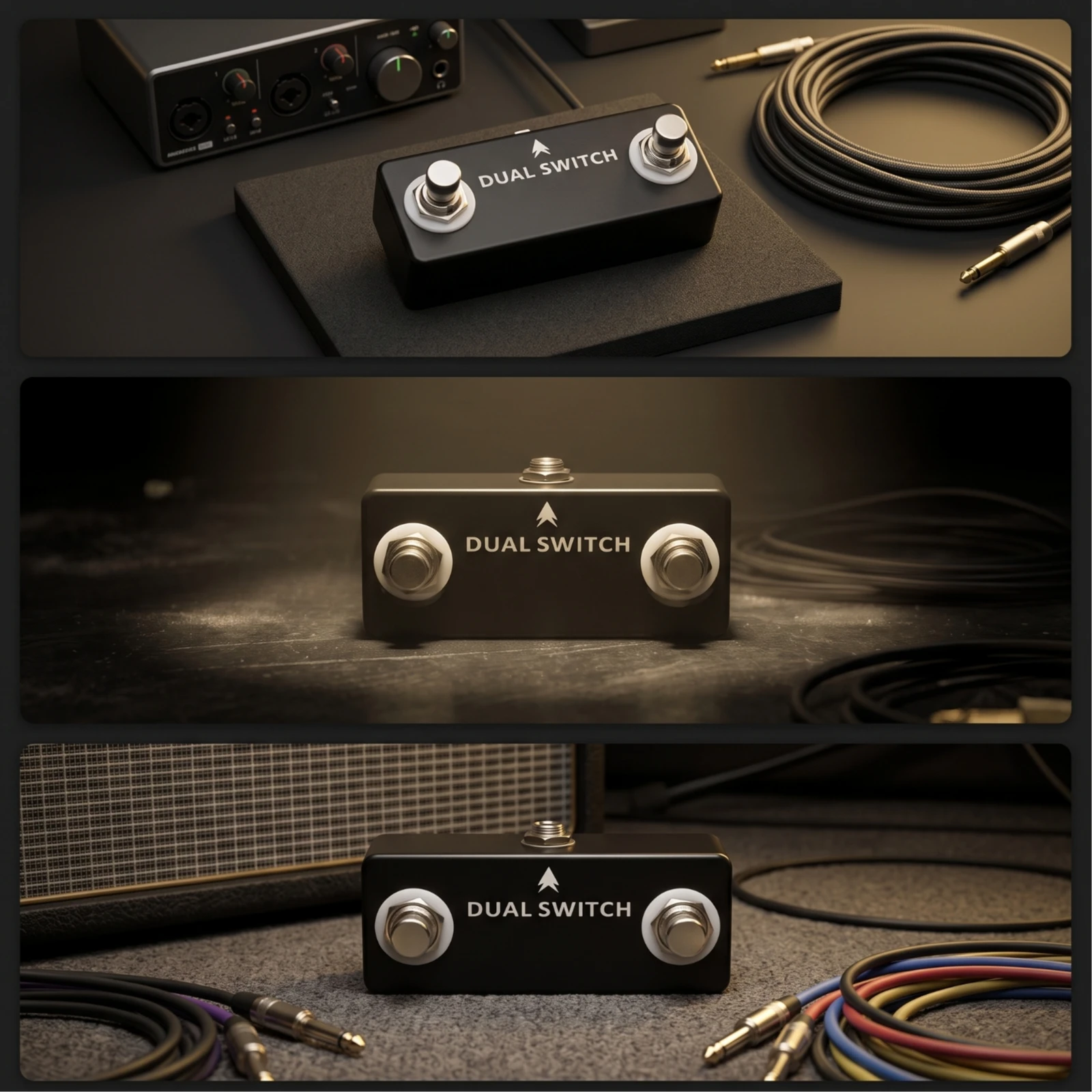 Two Footswitch TRS-Compatible Momentary Footswitch Two Switch Pedal Slim Foot Switch Controller No Power Required