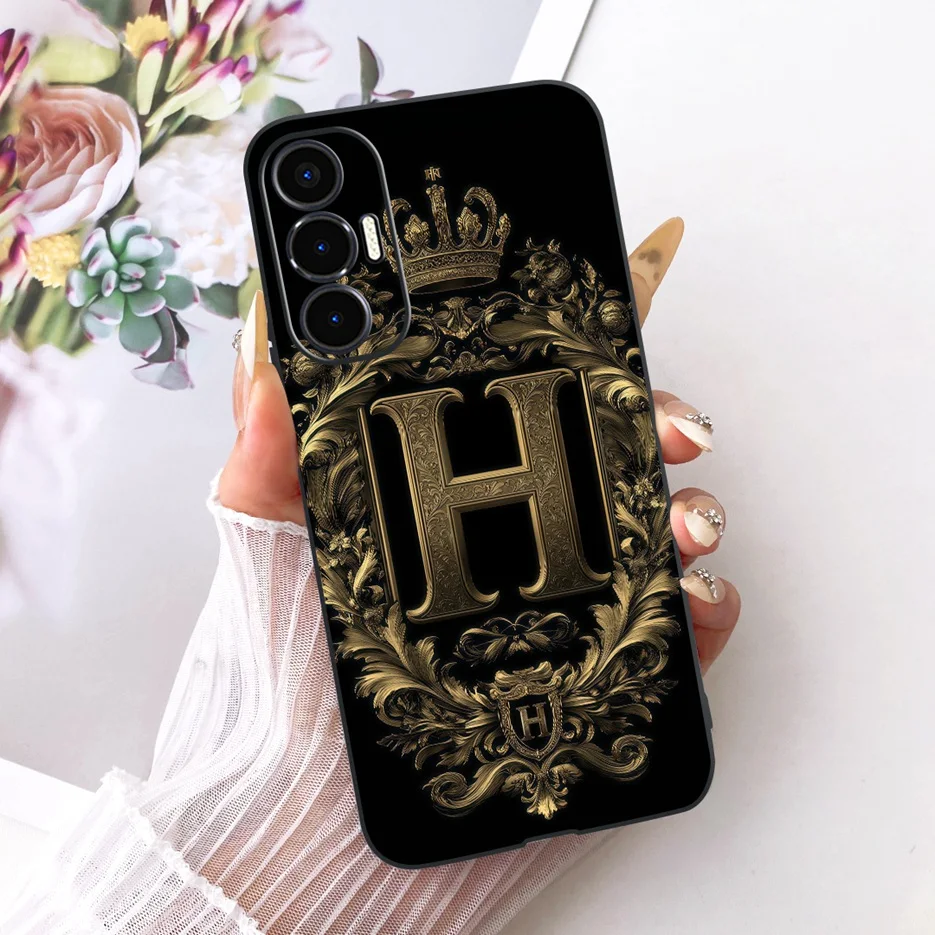 ل Tecno Pova 3 حافظة LF7n الفاخرة تاج رسائل غطاء لينة حافظة هاتف من البولي يوريثان ل Tecno Pova Neo 3 LH6n Pova3 PovaNeo3 Fundas الوفير