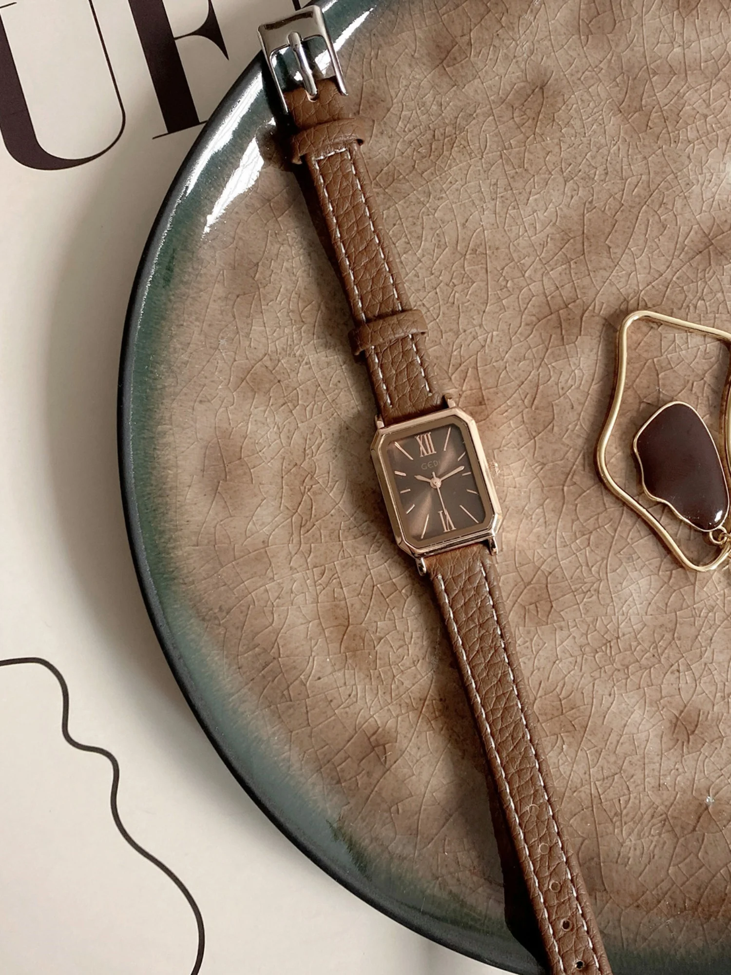 

Square watch for women light luxury women's leather belt Korean style simple temperament female students high-end women's watch