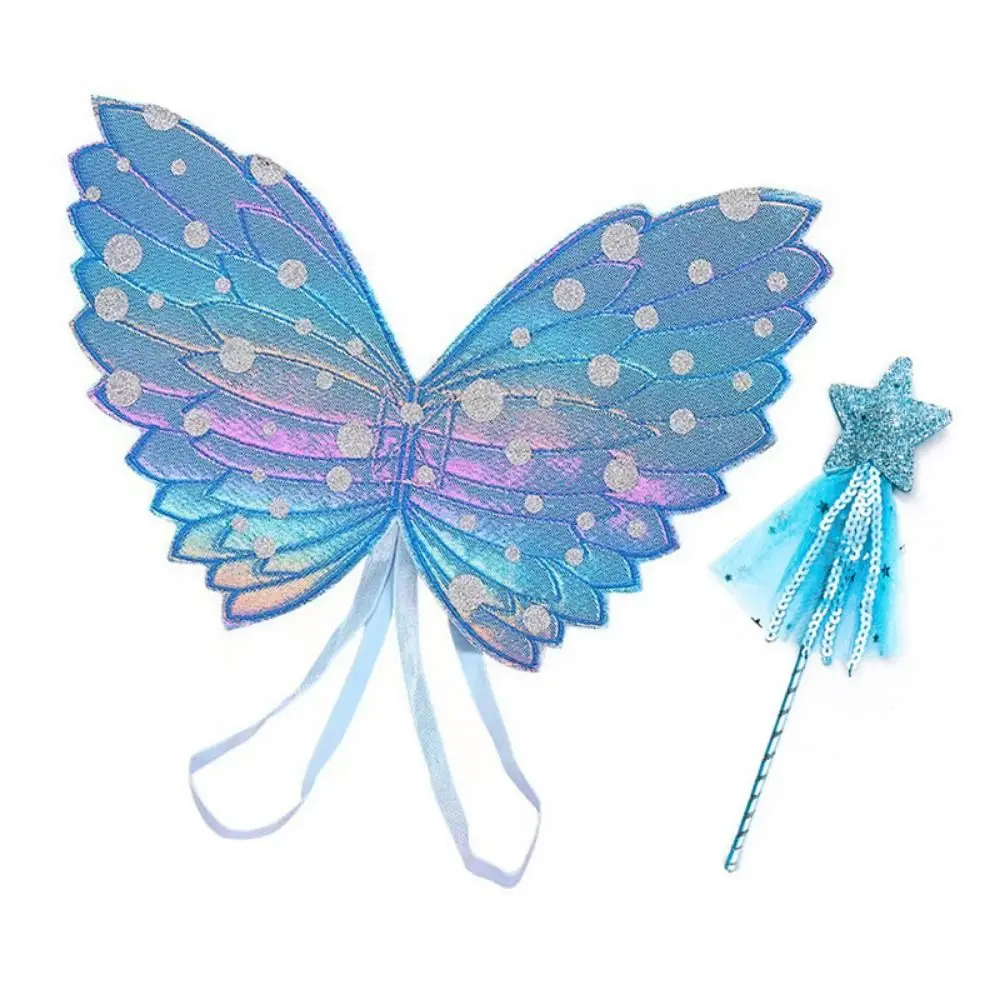 Polyester Children Magic Wand Dress Up Prop Kids Accessories Colorful Butterfly Wings Fairy Princess Angel Wings Masquerade