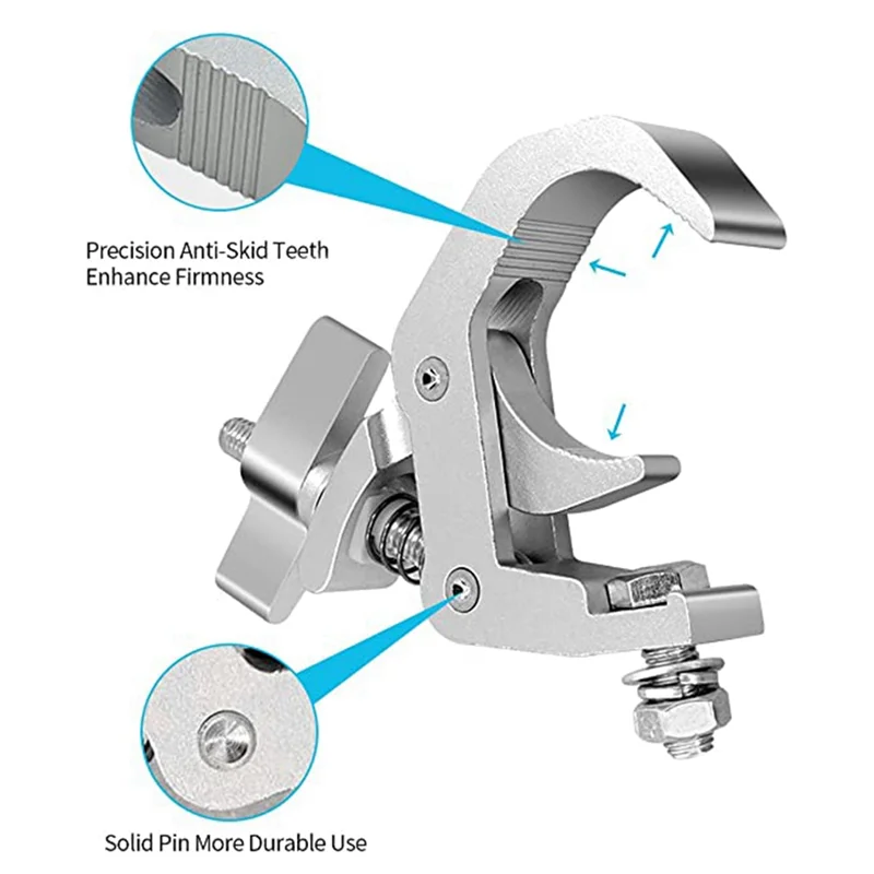 Alumínio Alloy Lighting Clip Hook, braçadeira de cremalheira profissional, movendo o palco principal, luminárias, 4 pacotes