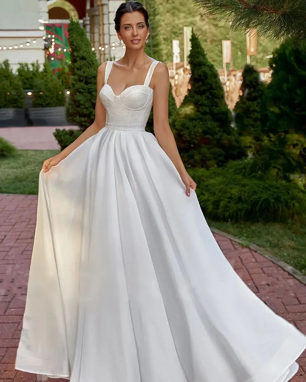 Vestido De novia elegante De dos tirantes para mujer, traje bohemio De tul, línea A, hecho A medida, 2024