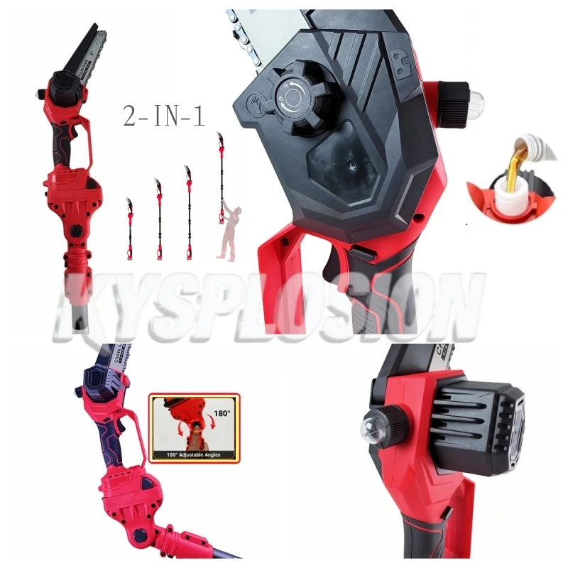 For Milwaukee M18 battery 2-in-1 Cordless Pole Saw ＆ Electric Mini Chainsaw 8 Inch Auto Oiling Pole Chainsaw for Tree Trimming
