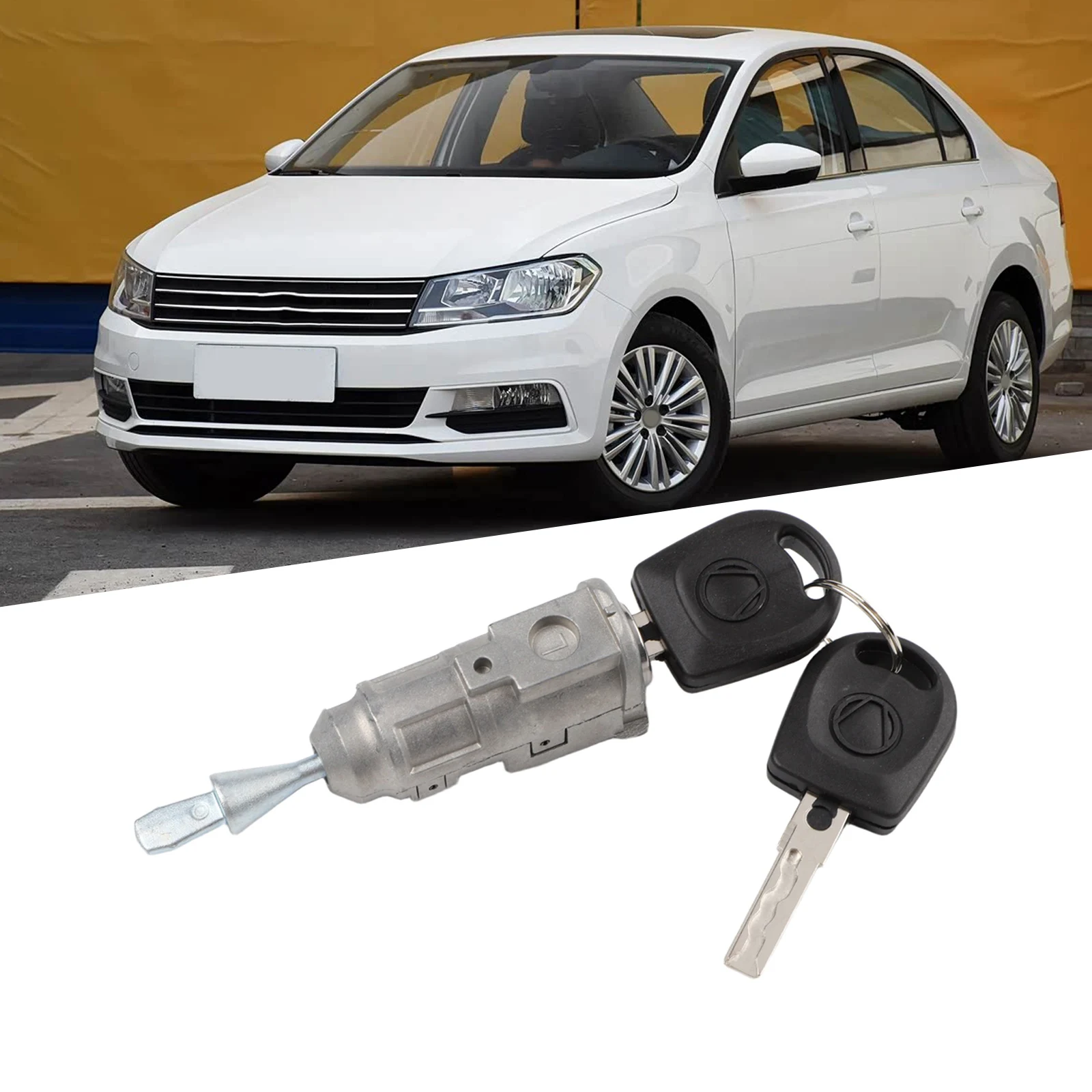 Vehicle Lock Repair Silver Gray Door Lock Cylinder High Universality Fitment Key Included High Universality Fitment OEM Fitment