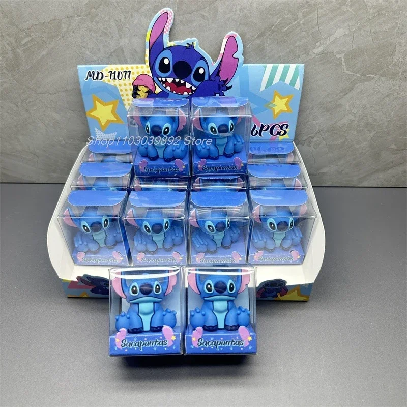 Disney lilo & stitch apontador de lápis estudante bonito dos desenhos animados silicone em forma de cruz apontador de lápis papelaria das crianças