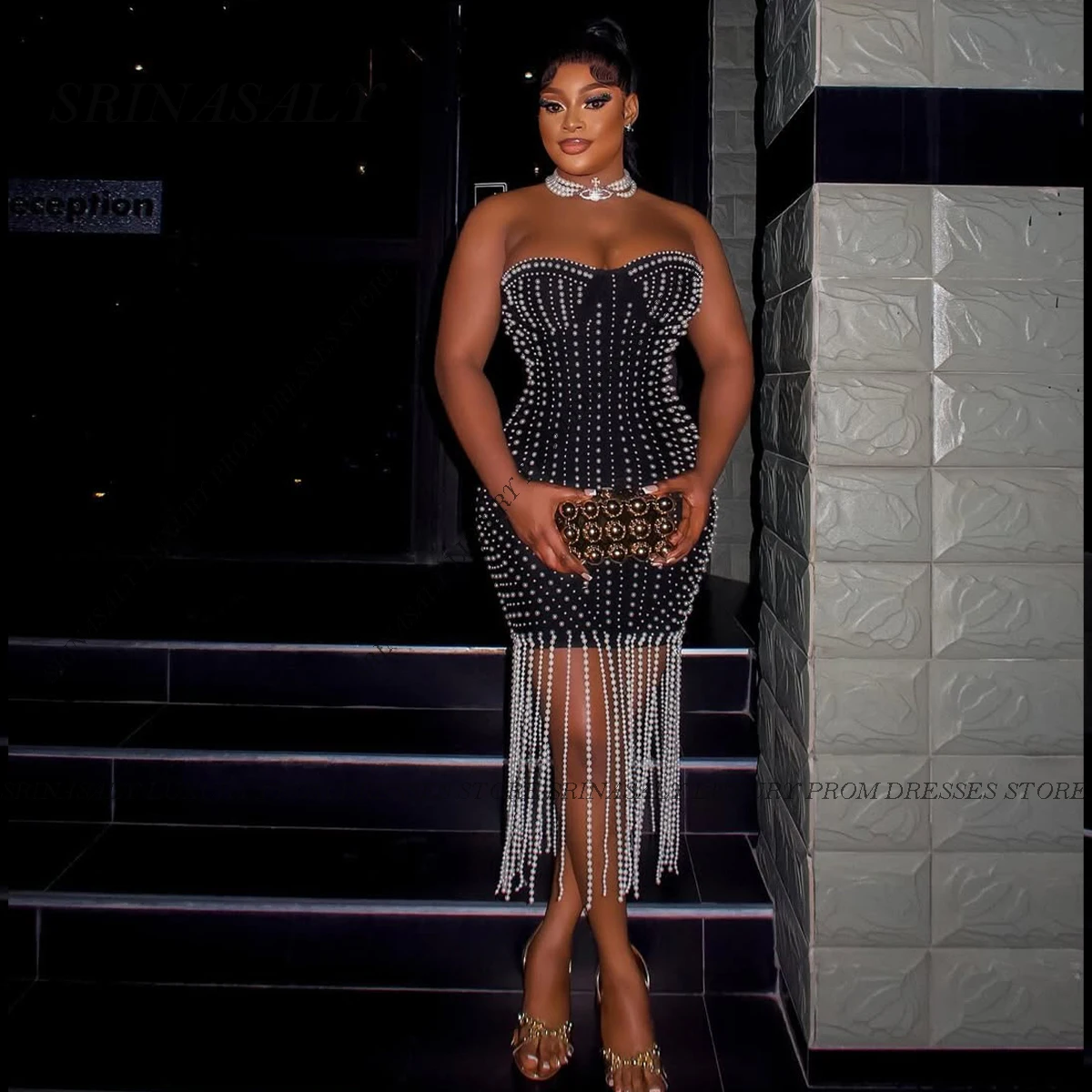 

Customized Diamonds Sexy Tassel Mermaid Prom Dresses Crystal Beading Evening Gown Robe Sleeveless 2025 Formal vestidos de gala