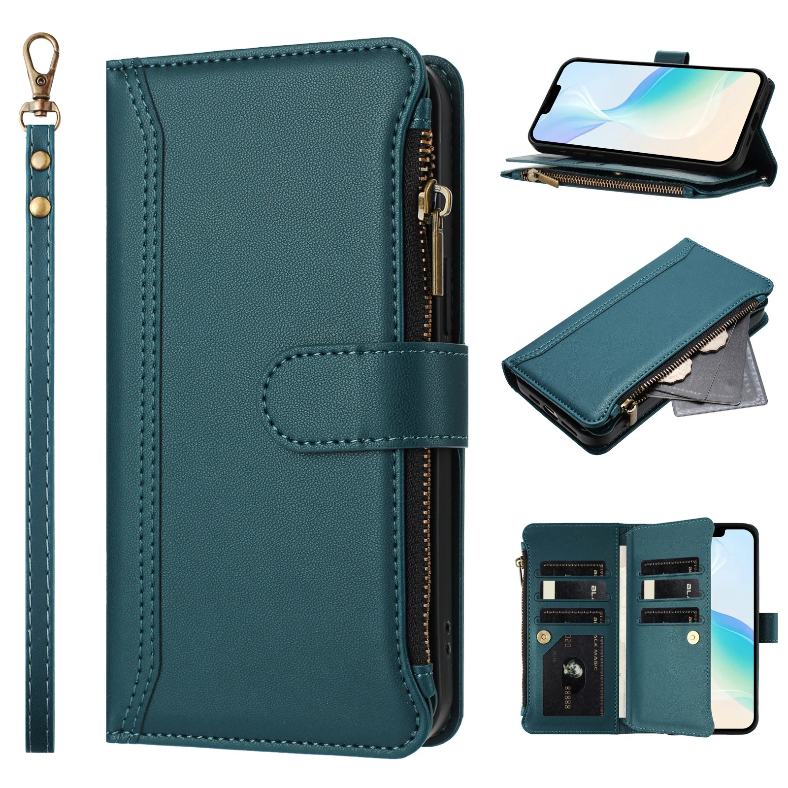 

Lanyard Multi 9 Cards Leather Phone Case For Motorola Moto Edge 60 Stylus 50 Ultra 40 Pro 30 Fusion Plus 2023 Wallet Flip Cover