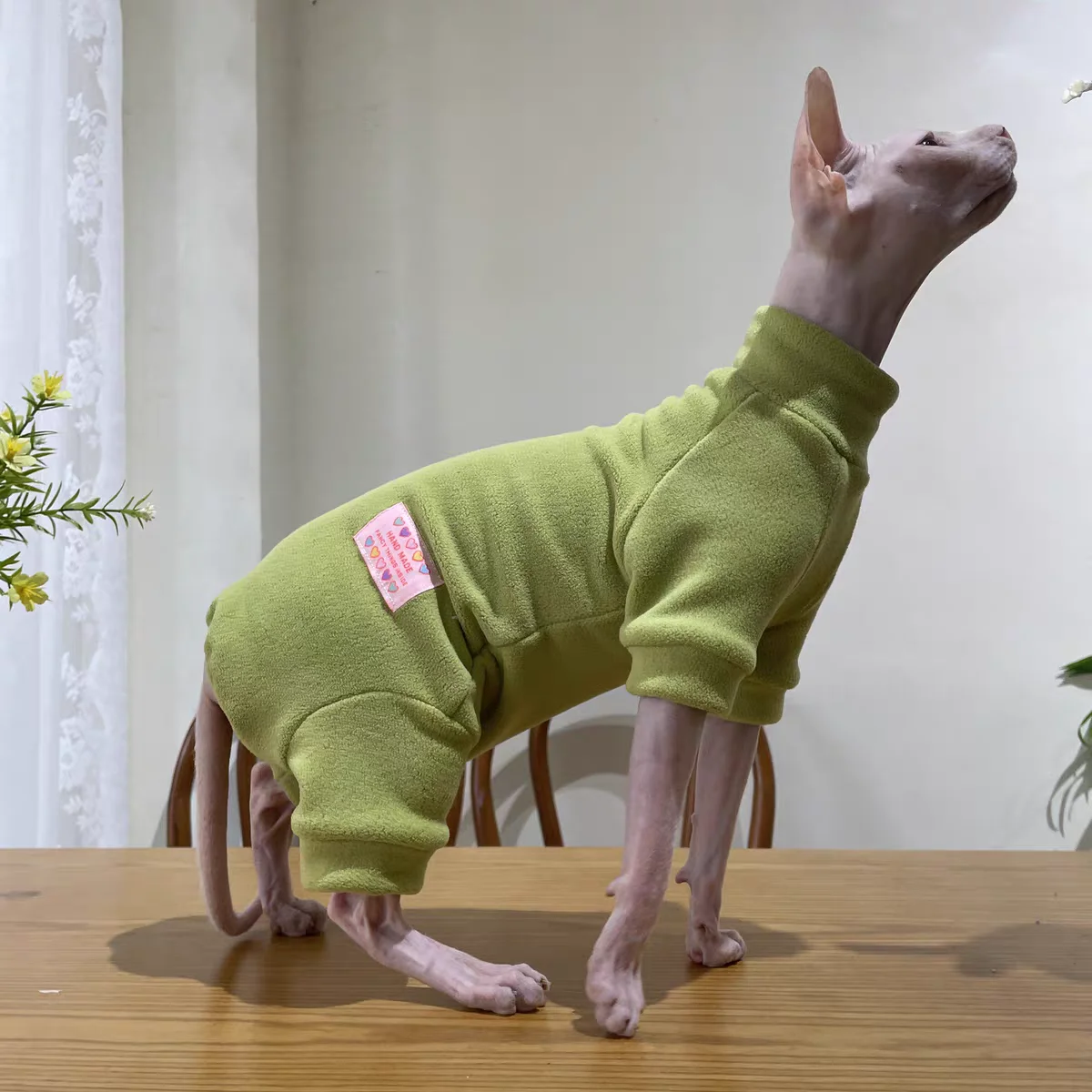 Fleece-Mantel für Sphynx-Katzen, warmer Sweatshirt, 4-beiniger Overall für Kätzchen und Hunde, weiche Freizeitkleidung für männliche Katzen, Devon Rex-Pullover. – Detail 10