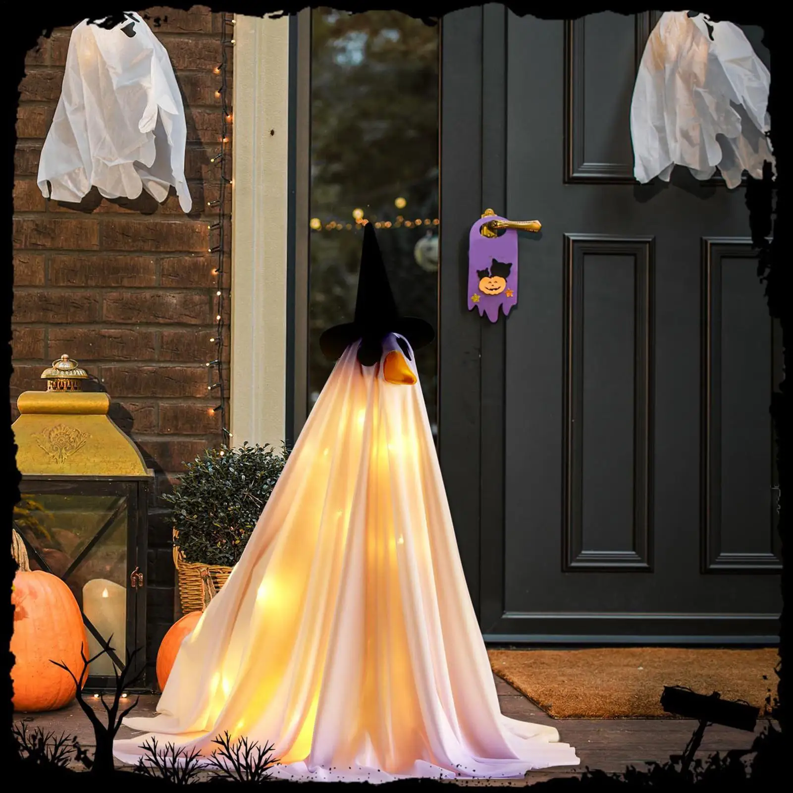 Porch Goose Outfits With Lights Spooky Ghost Fall Costume 23inch Goose Outfits Garden Decor For Pathway Backyard Entryway Front