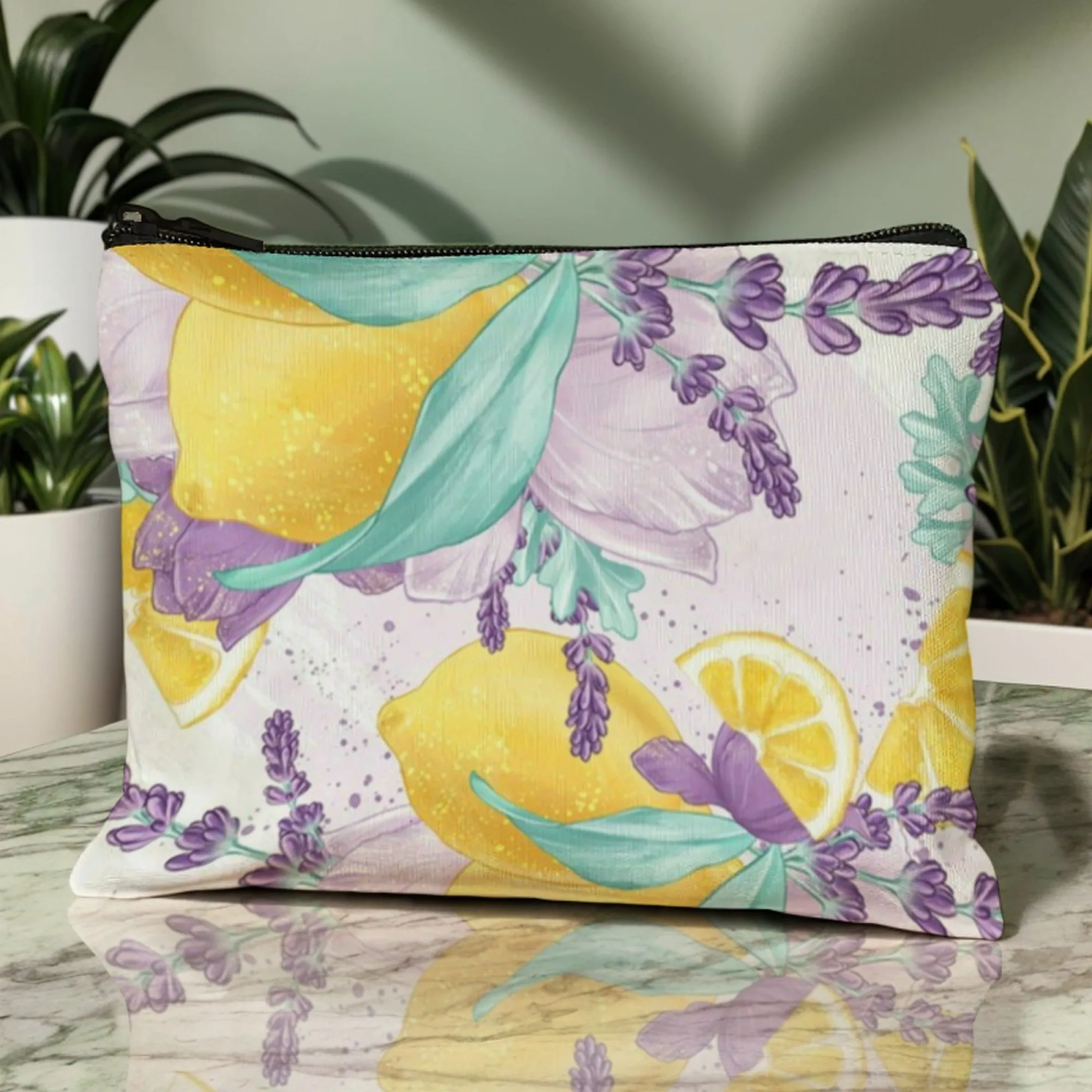 حقيبة مكياج عصرية من ليمون لافندر ريترو مطبوعة حقيبة مستحضرات تجميل قابلة للطي وخفيفة الوزن بسحاب للإغلاق للنساء والفتيات #2