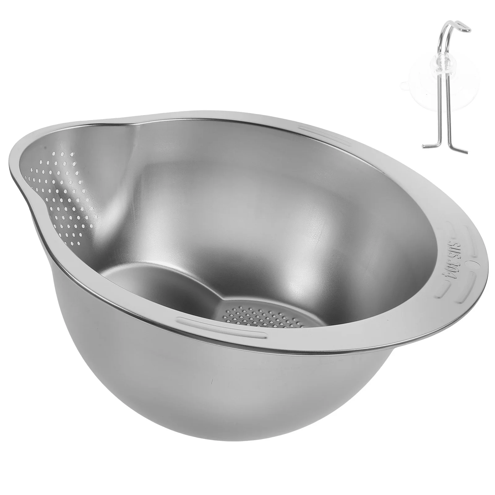

Kitchen Washing Basin Stainless Steel Thickened Flat Bottom Multi-Functional Vegetable Fruit Rice Cleaner Large Drainable