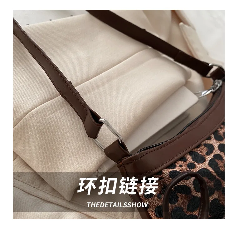Neue Achselhöhle Tasche Trendy Schulter Tasche für Frauen Süße Doppel Bogen Handtasche Damen Tasche Retro Mode Weibliche Leopard Print Schulter Tasche – Detail 6