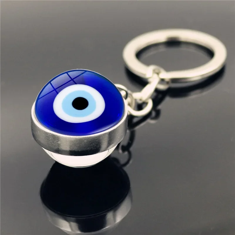 Turkish Evil Blue Eye Glass Keychain Charms Pendants Keyring Hanging Decoration Accessories Amulet Good Luck for Friend Gift