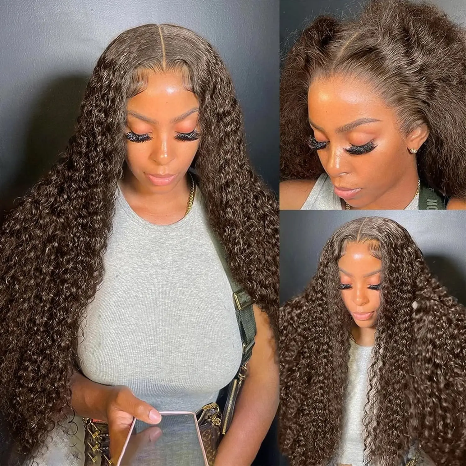 13x6 Lace Front Wigs Human Hair 13x4 HD Lace Wig Pre Plucked Brazilian Human Hair 200 Density Chocolate Brown Burmese Curly Wigs