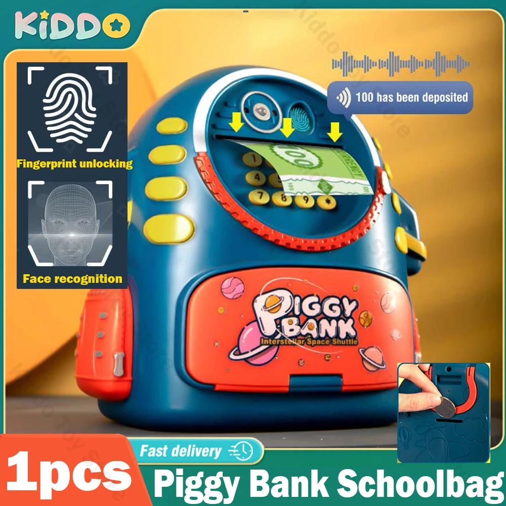 

Piggy Bank Aerospace Schoolbag Money Box Toys for Kids Creative Electronic Coin Boxes Cash Safe Saving Birthday Gift Fingerprint