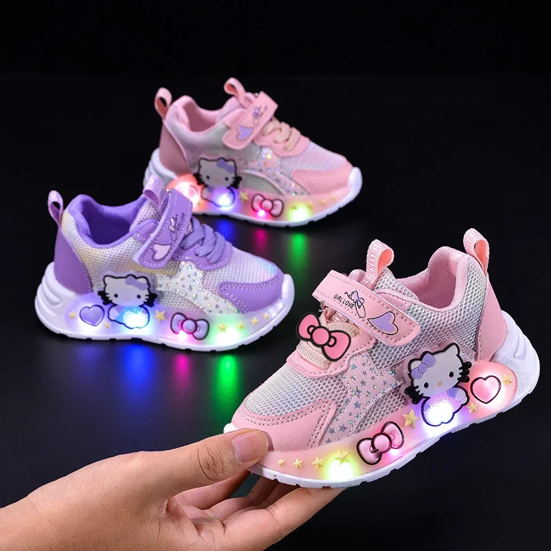 

Sanrio детская спортивная обувь hello kitty весна и осень новая легкая повседневная обувь для мальчиков и девочек детская обувь для малышей мягкая подошва