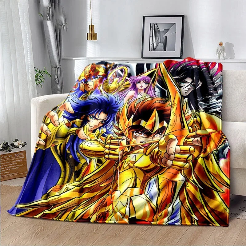 2026 Anime Saint Seiya Series Soft Plush Blanket, Flannel Blanket Throw Blanket For Living Room Bedroom Bed Sofa Picnic Cover