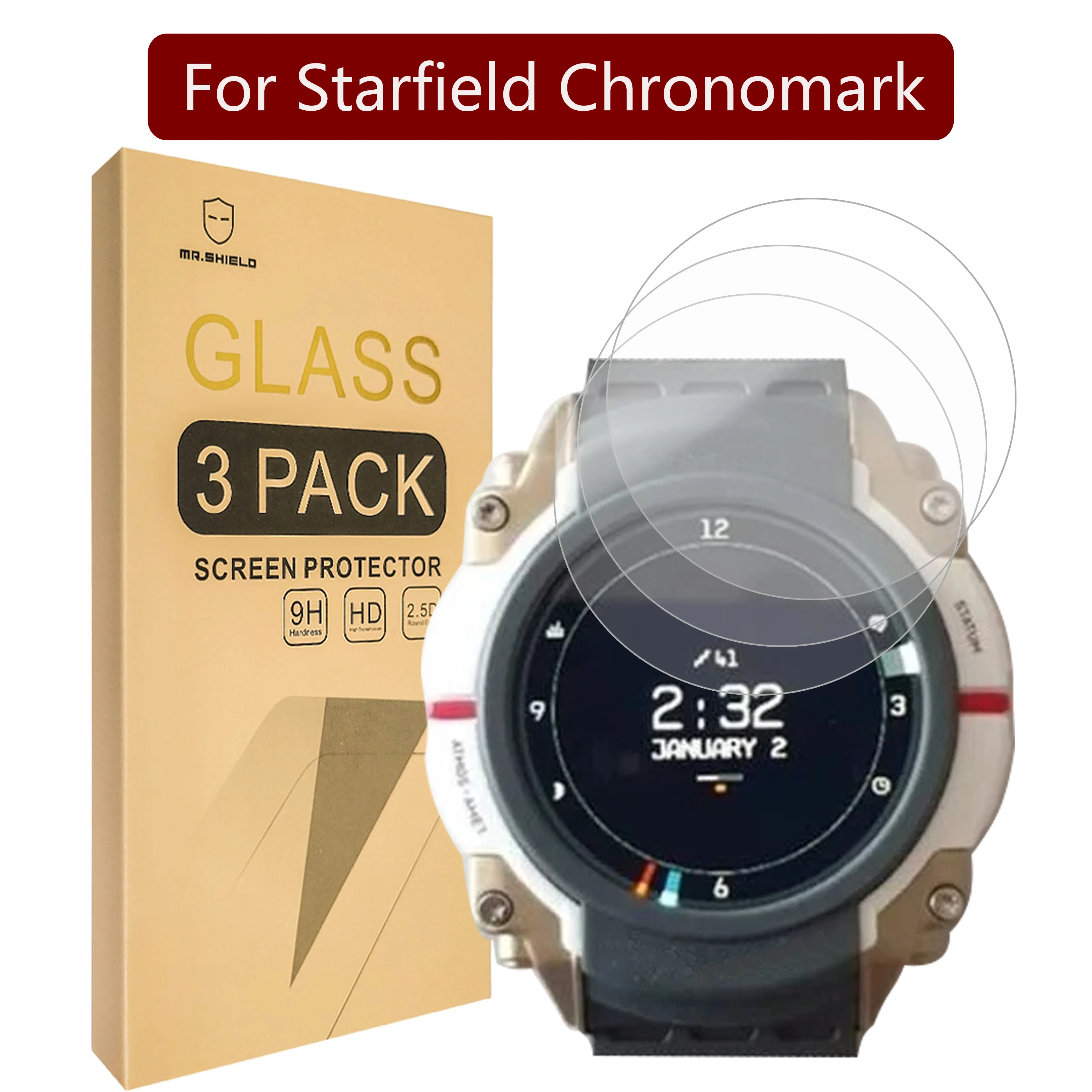 Mr.Shield Screen Protector compatible with Starfield Chronomark [Tempered Glass] [3-Pack] [Japan Glass with 9H Hardness]