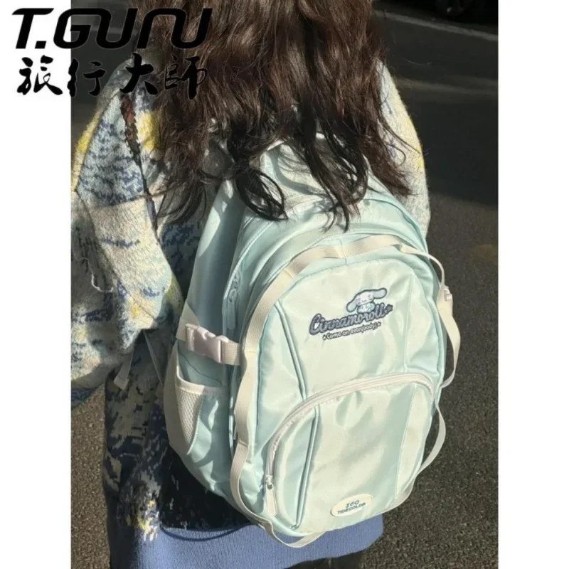 Doce miniso anime kawaii mochila de armazenamento bonito dos desenhos animados cinnamoroll estudante grande capacidade saco escolar presentes adoráveis para meninas