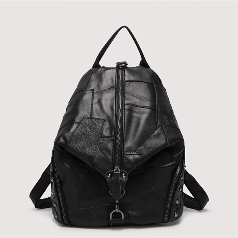 SHELKSBAG حقيبة ظهر أنيقة من الجلد الطبيعي لطيفة عالية الجودة حقيبة ظهر ناعمة للنساء حقيبة جامعية حقيبة يد للسفر للاستخدام اليومي #1