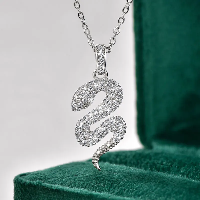 Women's Snake Necklace Dainty CZ Crystal Snake Pendant Necklace Trendy Serpent Jewelry for Her Birthday Gift