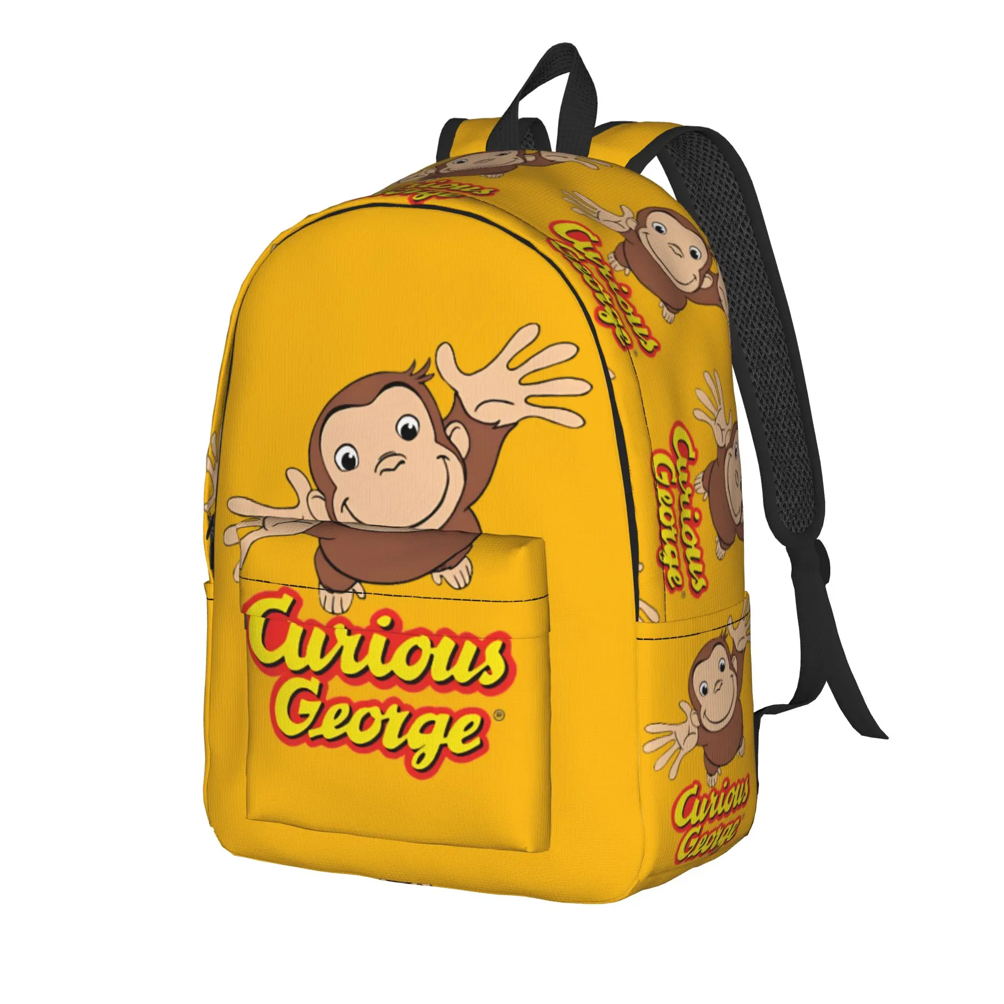 Curious George Hello Logo Backpack  Elegant Backpacks Male Hiking Print High School Bags High Quality Rucksack