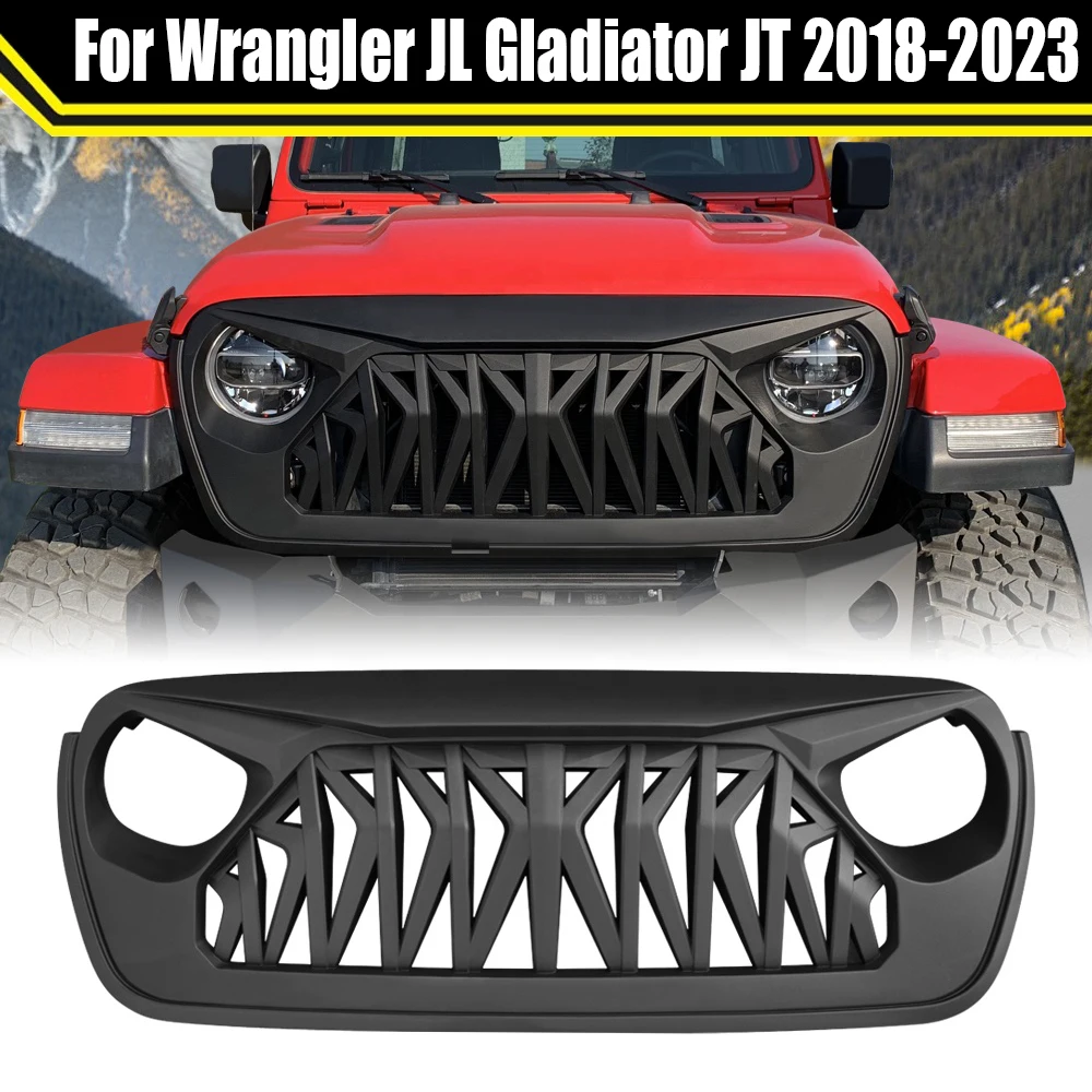 

Front Grille Mesh Grill Racing Grills For Jeep Wrangler JL Gladiator JT 2018-2023 4x4 Offroad Bumper Grille With Light Factory