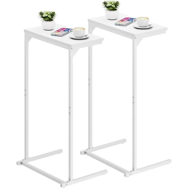 

Shaped End Table, Small Side Table, Set of 2, 28.7 inch Tall Couch Table, Sofa, Living Room, Bed Room, White