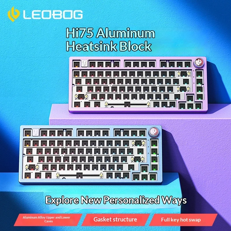 LEOBOG Hi75c Aluminum Wired Mechanical Keyboard Kit RGB Backlighting &Volume Knob