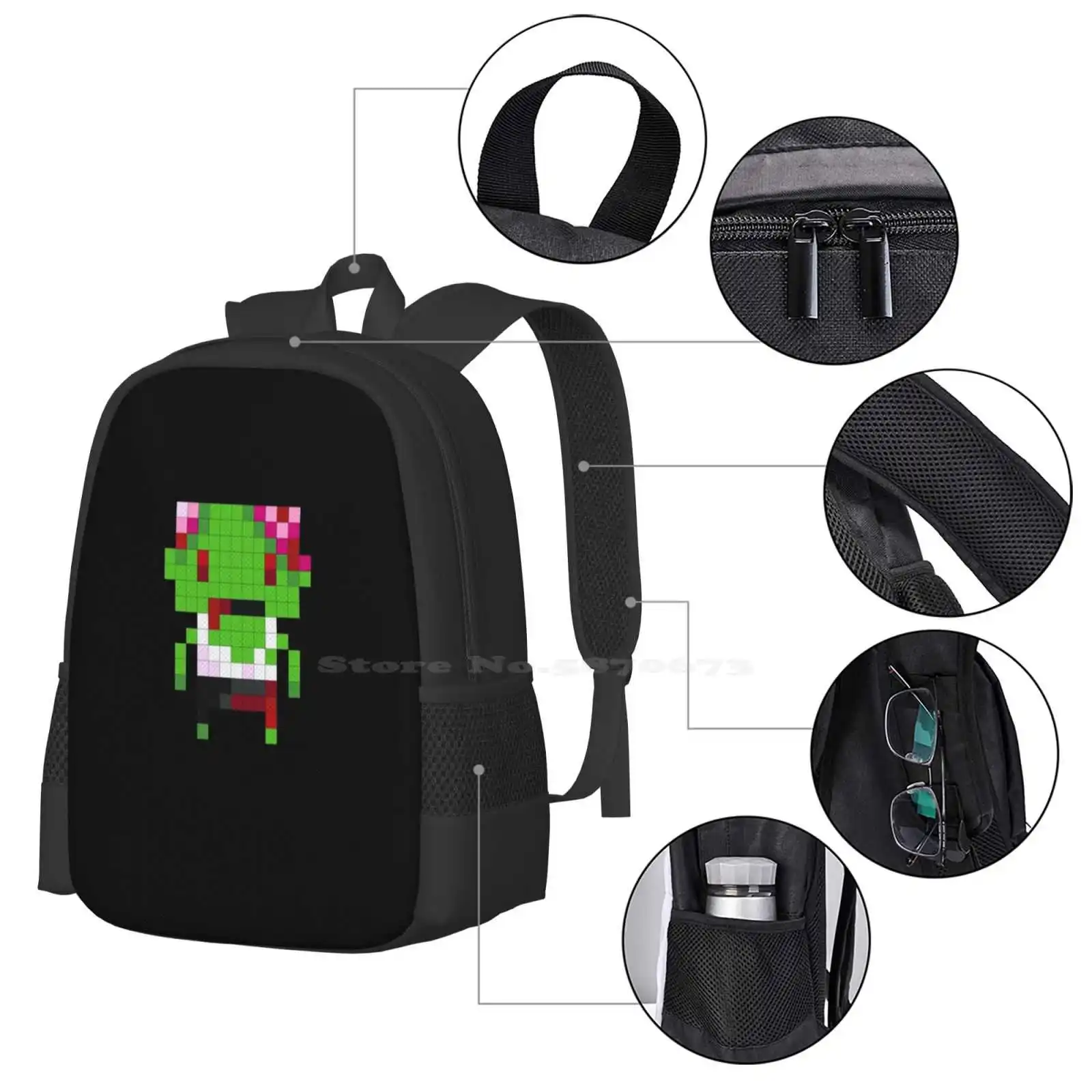 Pixel Art Zombie Tas Rugzak Voor Mannen Vrouwen Meisjes Tiener Zombies Undead Pixelart Pixel Art Hersenen Dood Warm 28 Dagen Later 28