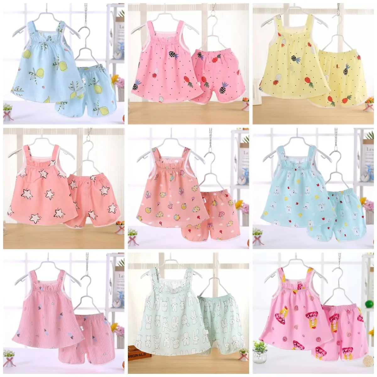 Summer Baby Dress 2Pcs Girls Fashion Infantile Sleeveless Dresses Set Cotton Children's Clothes Kids Clothing Princess Dress