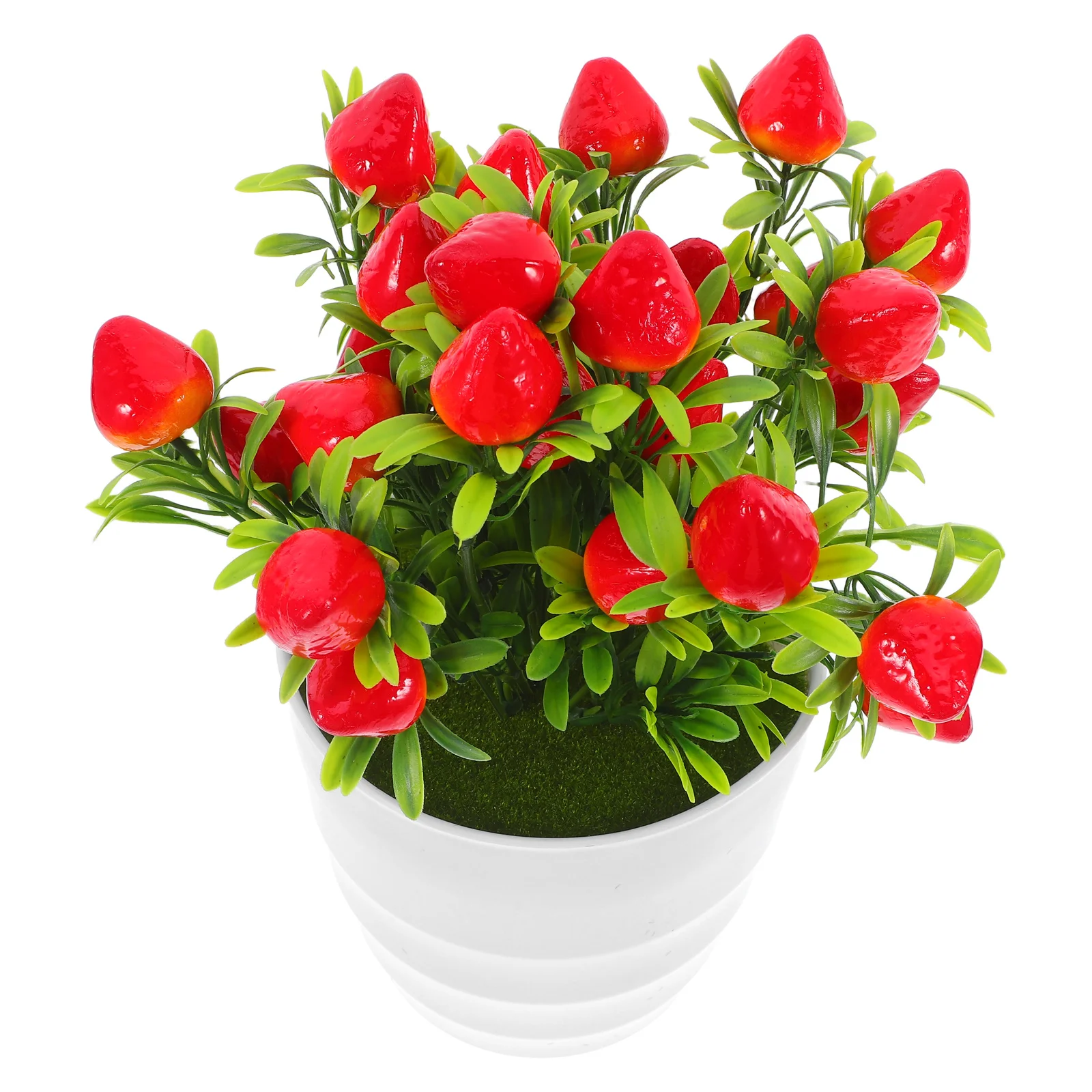 

Artificial Strawberry Potted Plant Realistic Faux Fruit Bonsai Perfect for Home Office Kitchen Wedding Summer Party Decoration