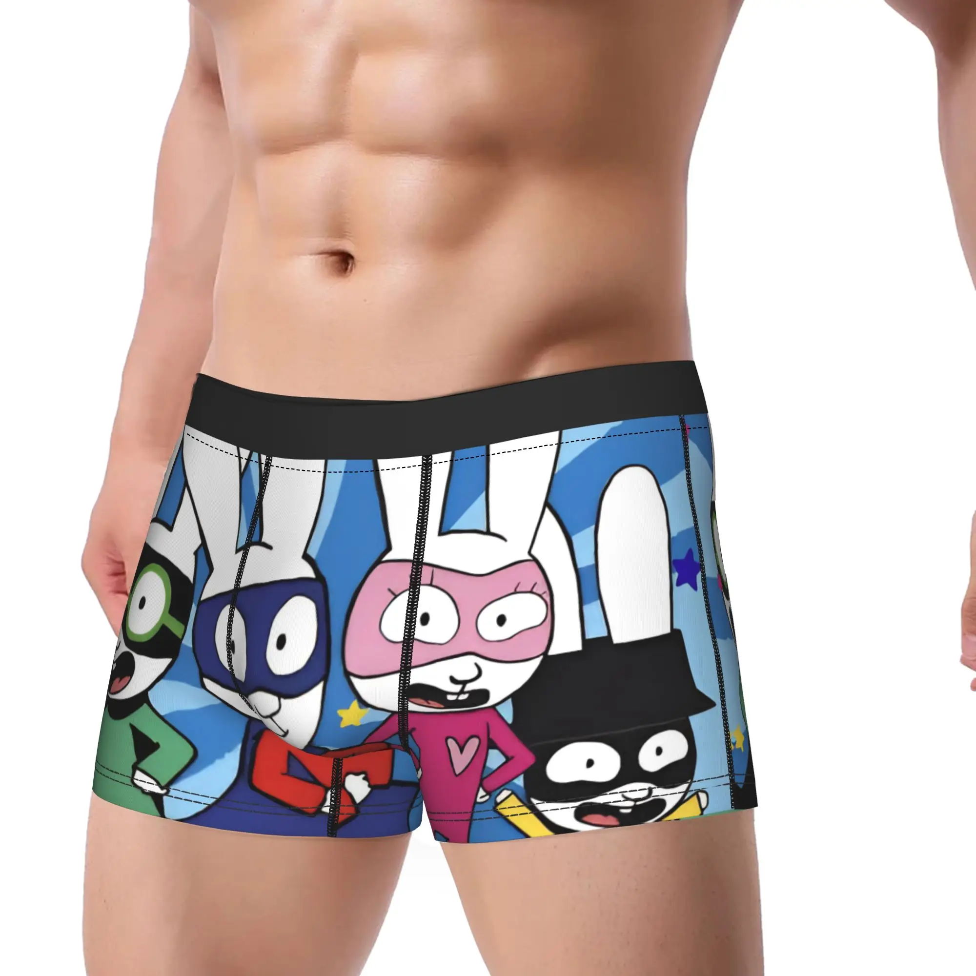 Printed Boxer Simons Rabbit Shorts Panties Briefs Man Underwear French Cartoon Polyester Underpants for Male S-XXL